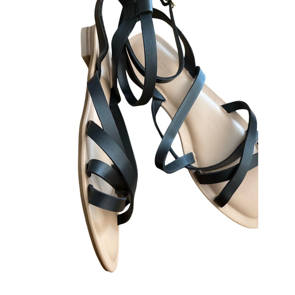 Ann Taylor Loft Black Faux Leather Strappy Sandals 8.5M